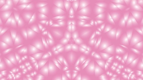 Kaleidoscope mosaic low poly background animation. Geometric design polygonal pattern motion graphic. Abstract texture pink footage video. Seamless loop screen saver.