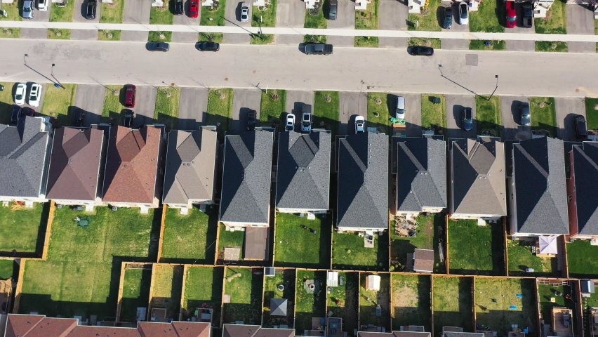 Aerial looking down on a new subdivision 4K