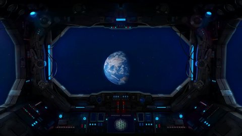 Space exploration Spaceship window 3d animation. New educational planet scanning video clip design. Video de stock
