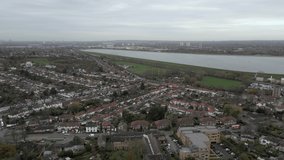 Chingford London aerial footage over houses