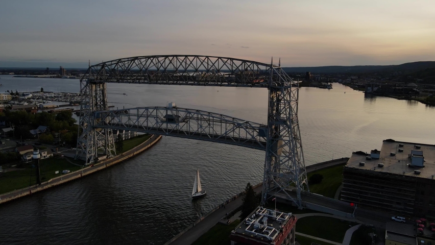 Canal park Duluth bridge in Minnesota