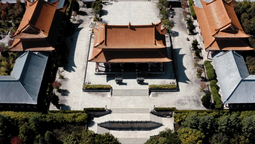 Beautiful Dali Buddhist Chongsheng Temple, Yunnan province China, aerial view