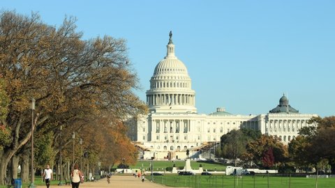 WASHINGTON , DC , United States - 11 09 2020: USA Conceptual Establishing View of United States Capitol Building