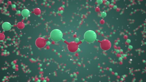 Molecule of Arsenic trioxide. Molecular model, looping seamless 3d animation