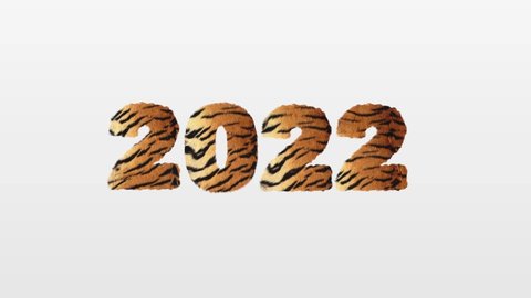 Simple logo animation of the 2022 New Year of the Tiger. Animated New Year logo. 2022. Happy New Year