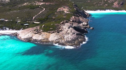 Aerial Esperance's Cape le Grande national park, Hellfire bay, and Lucky bay. Western Australia Tourism and travel. High-quality 4k footage