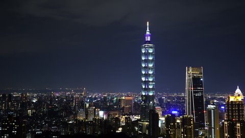 Taipei, Taiwan- 9 June, 2019: city night view of Taipei, Taiwan