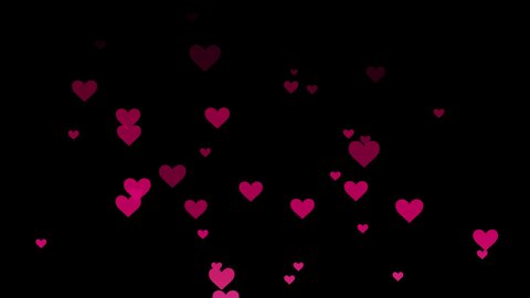 Pink hearts flurry animation on a transparent alpha channel background. Ideal for use as an overlay. 
