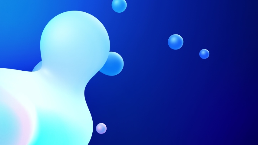 3d abstract background with droplets of molten wax merge and fly apart drops in liquid. Subsurface scattering material with internal blue glow. Seamless loop in 4k. 78 Royalty-Free Stock Footage #1071577372