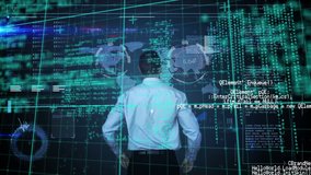 Animation of data processing over businessman using interactive screen with world map. global connections and digital interface concept digitally generated video. - Powered by Shutterstock - Get 15% off with code: PIKWIZARD15