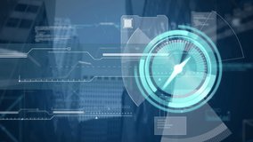 Animation of clock moving fast and data processing over cityscape. global connections and digital interface concept digitally generated video. - Powered by Shutterstock - Get 15% off with code: PIKWIZARD15