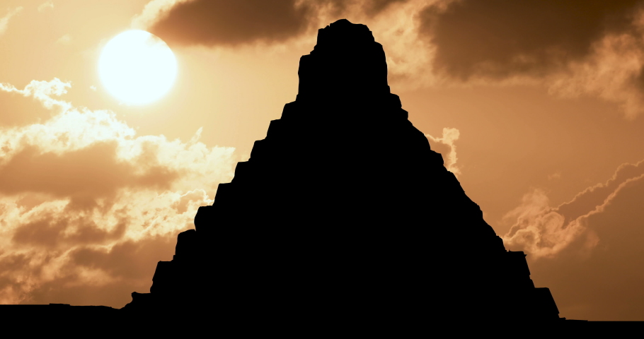 Tikal Ancient Pyramid Maya Rainforest Guatemala Cloudy Sunset Time Lapse Royalty-Free Stock Footage #1071659302