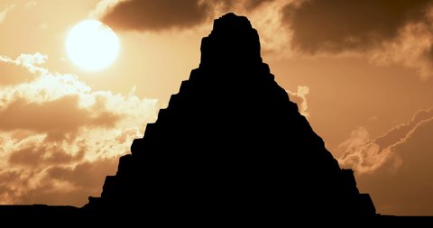 Tikal Ancient Pyramid Maya Rainforest Guatemala Cloudy Sunset Time Lapse