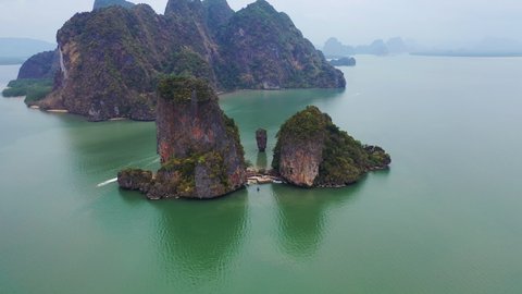 Aerial view of James Bond island in Phang nga, Thailand.