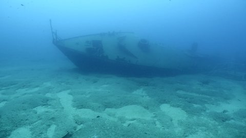 wreck underwater shipwreck on seabed sea floor standing metal on ocean floor