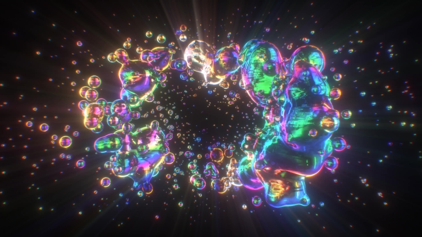 Iridescent Neon Rainbow Gradient Liquid Bubble Blobs Flowing Vortex - 4K Seamless VJ Loop Motion Background Animation Royalty-Free Stock Footage #1071684940