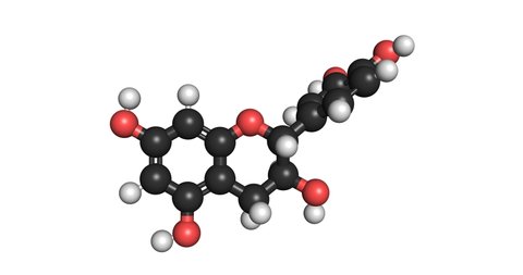 Catechin tea antioxidant molecule 3D render chemical structure 4K seamless loop