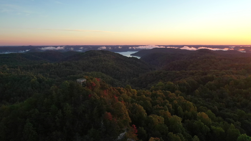morning sunrise over abandoned fire tower