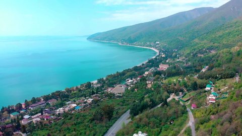 Aerial View of Gagra town in Abkhazia