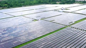 Aerial view footage from drone power station solar energy plant 4K resolution 