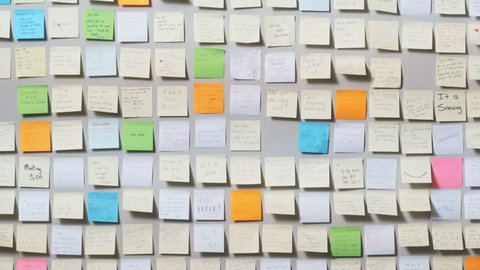 wall full of post it notes