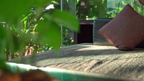 comfortable pillow decoration on sofa at balcony area