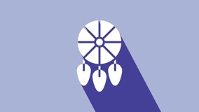 White Dream catcher with feathers icon isolated on purple background. 4K Video motion graphic animation. - Powered by Shutterstock - Get 15% off with code: PIKWIZARD15