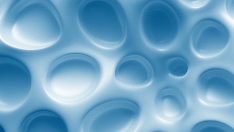Abstract Organic Dimple Surface Loop 1 Light Blue: smooth clean glossy blue surface with rounded holes like coral. Abstract biology concept. Organic sponge surface. Nanotechnology. Seamless loop. 
