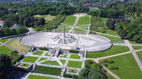 Vigeland park or Vigelandpark aerial view in Oslo, Norway. Vigeland is located in the Frognerpark in Oslo.