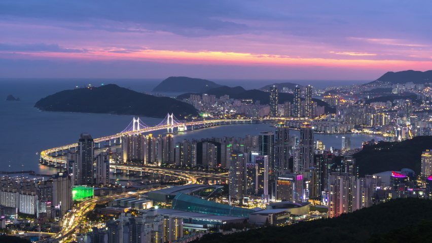 Time lapse 4k,Top view of Busan City,Skyline at South Korea. | Shutterstock HD Video #1071773620