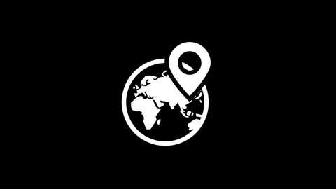 White World Mark Icon Isolated on Black Background. 4K Ultra HD Video Motion Graphic Animation.