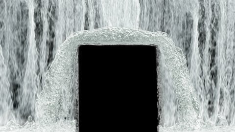 Waterfall texture loop isolated on black background. 4K for mapping 3d illustration.