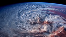 Earth from space. Time lapse of over the Earth seen from the ISS. Space exploration of planet Earth at night. Elements of this video furnished by NASA.