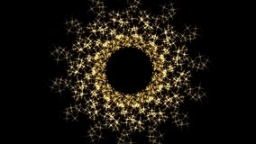 Particle gold dust flickering on black background. Gold Particles Moving Background. Particle from below. 4k abstract Footage background for text.	