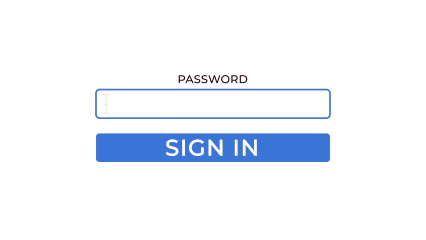Typing on Password Column and Clicking Sing In Button Computer Animation on White Background and Green Screen Royalty-Free Stock Footage #1071802225