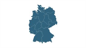 Germany Map Showing Up Intro With New Regions. 4k animated Germany map intro background with new administrative regions - Powered by Shutterstock - Get 15% off with code: PIKWIZARD15