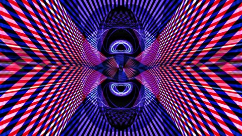 Psychedelic kaleidoscope sequence patterns animation geometric colorful background. Trippy abstract background. 4k loopable animation. Beautiful bright ornament. for title, VJ loop, stage show.