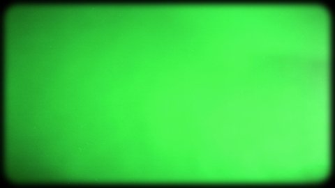 Effect of an old TV with a kinescope on a green screen. Retro film video, effect footage. Old green TV screen. Noise flickers. Ideal for overlay.