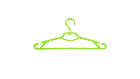 Stop motion animation with colored hangers for use in infographics on wardrobe topics. Changing the color of hangers on a white background. For promotional demonstration of products. Stop motion