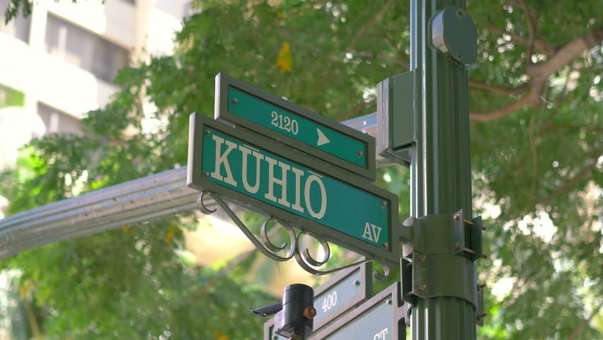 Honolulu Hawaii street sign in 4k slow motion 