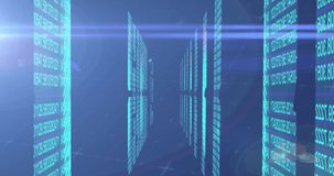 Animation of scope scanning over numbers processing on blue background. global technology, networking and digital interface concept digitally generated video. - Powered by Shutterstock - Get 15% off with code: PIKWIZARD15