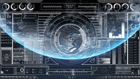 Digital interface with data processing against spot of light and globe on black background. global networking and computer interface technology concept - Powered by Shutterstock - Get 15% off with code: PIKWIZARD15