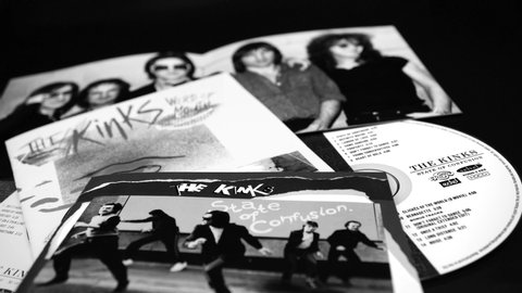 Rome, Italy: April 12, 2021: CD artwork of the famous group The Kinks. one of the most important and influential rock groups of the sixties considered by many to be pioneers of punk and hard rock