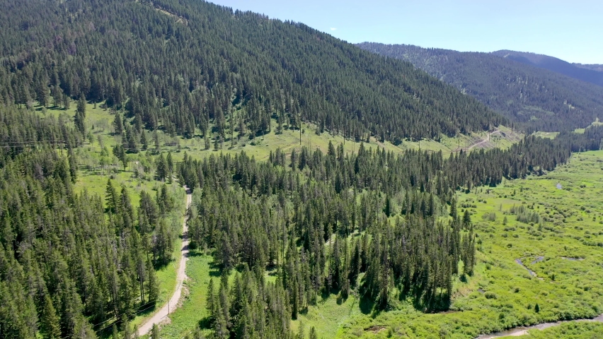 Aerial drone view in the Idaho mountains