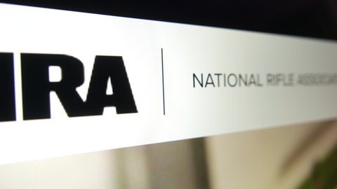 NRA National rifle association website with their logo on the corner. closeup shot of the computer monitor.MONTREAL CANADA MAY 2021