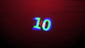 Countdown from 10 to 0 in glitch style. Retro style motion graphics. Dynamic countdown colorful animation. Countdown Intro - Powered by Shutterstock - Get 15% off with code: PIKWIZARD15