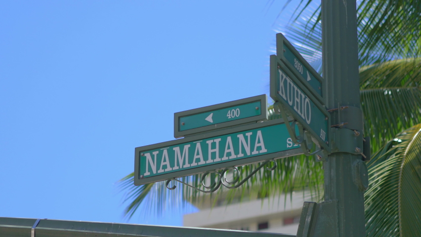 Honolulu Hawaii street sign in 4k slow motion 60fps
