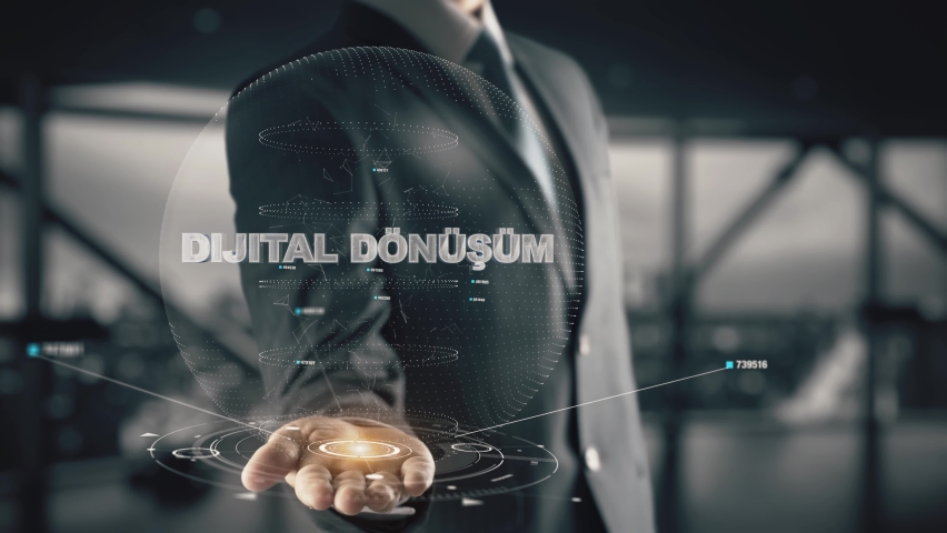 Digital Transformation in Turkish language with hologram businessman concept Royalty-Free Stock Footage #1071887305