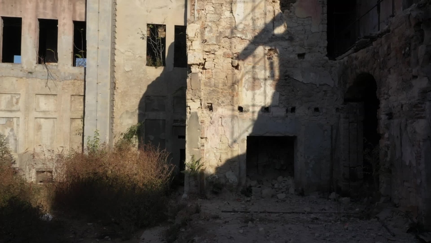 Old ruins in city centre after war