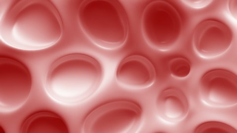 Abstract Organic Dimple Surface Loop 1 Light Red: smooth clean glossy red surface with rounded holes. Abstract biology concept. Organic sponge surface. Skin reaction. Seamless loop. 
